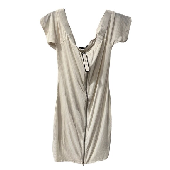 Soncy Off Shoulder Dress Womens PLUS Sz 1X Double Zipper Sexy Ribbed Knit New - Picture 1 of 8